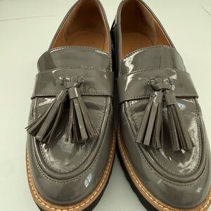 Franco Sarto Shiny Gray Tassel Loafers
